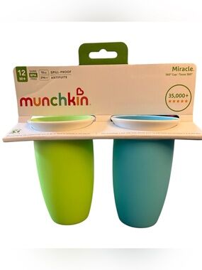Munchkin® Miracle® 360° Toddler Sippy Cup, 10 oz, Blue/Green, Unisex, 2 Pack